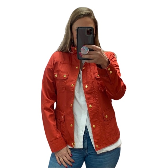 J. Crew Jackets & Blazers - J Crew Cotton Jacket M Red Button Front Field